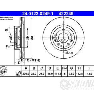 Mazda MX-5 290mm Ferodo Front Brake Disc dimensions