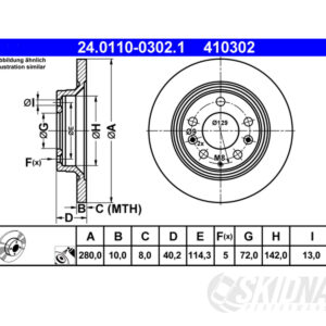 Mazda MX-5 280mm Ferodo Rear Brake Disc dimensions