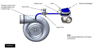 Tee connection diagram for external wastegate