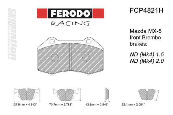 FCP4821H Ferodo DS2500 front brake pads for Mazda MX-5 Miata