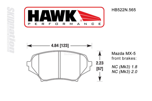 Hawk HB522N.565 front brake pads Mazda MX-5
