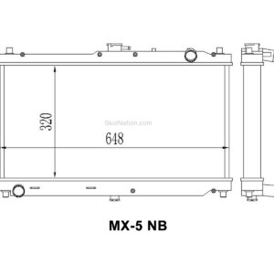 Mazda MX-5 NB SkidNation aluminium radiator dimensions