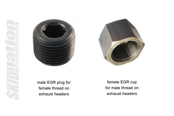 EGR exhaust headers plug cup